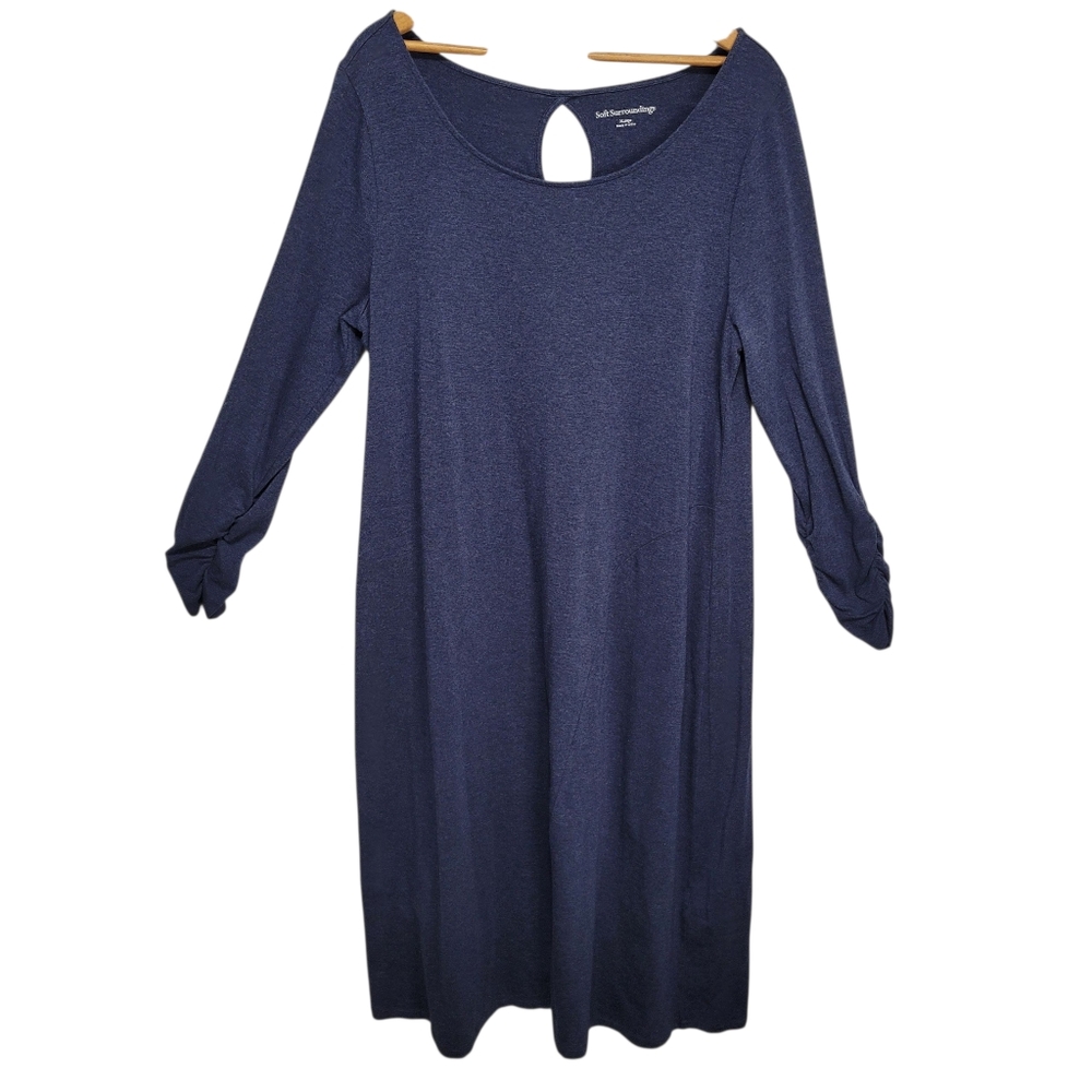 Soft Surroundings Annette Dress Size XL Poseidon Blue Feminine Elevated Basic